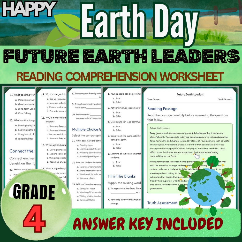 Grade 4 Seasonal Science UNIT Bundle | Earth Day & Climate Change Worksheets — included worksheet 5