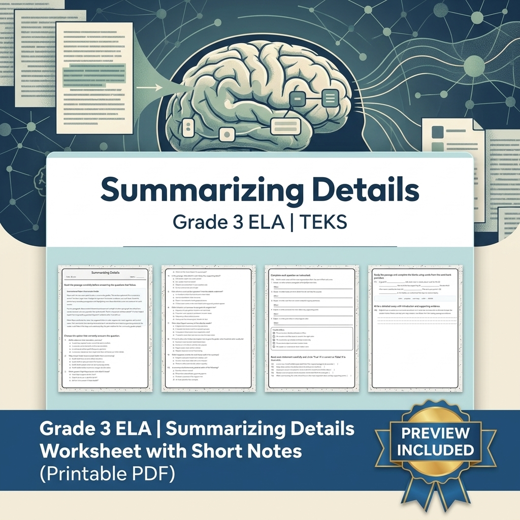 Grade 3 ELA Writing, Reading, and Research Skills Full-Year Bundle TEKS — included worksheet 32