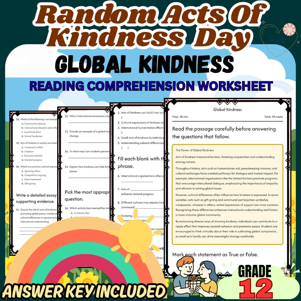 Grade 12 Random acts of kindness for intercultural compassion | PDF + Answer Key