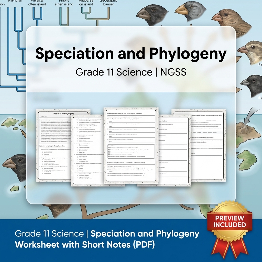 Grade 11 Science NGSS Worksheet Bundle – Ecosystem, Genetics & Physics Topics — included worksheet 38