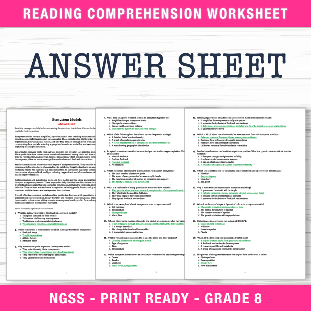 Grade 8 Science worksheet worksheet — Grade 8 Science – Ecosystem Models Worksheet (PDF + Answer Key) — page 2