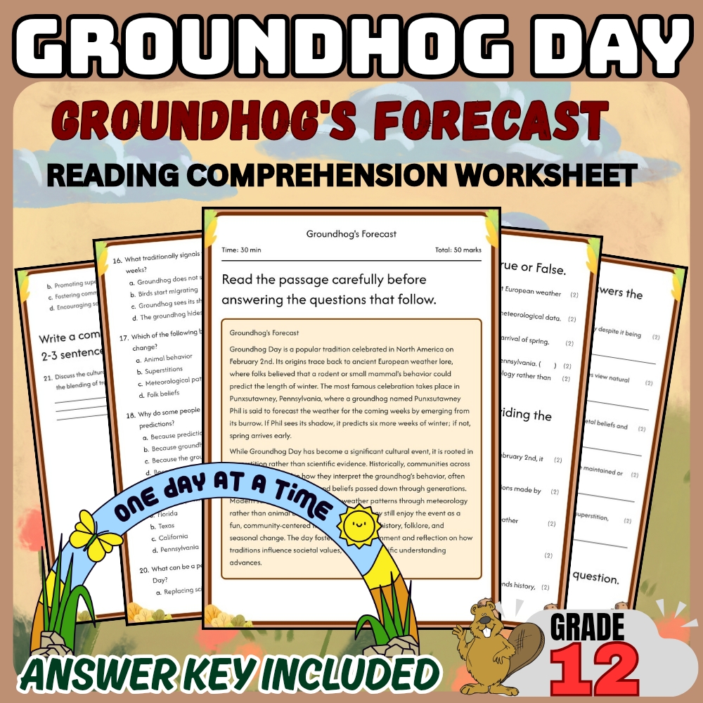 Grade 12 Holiday Groundhog Day for Mastering Weather Prediction|PDF + Answer Key
