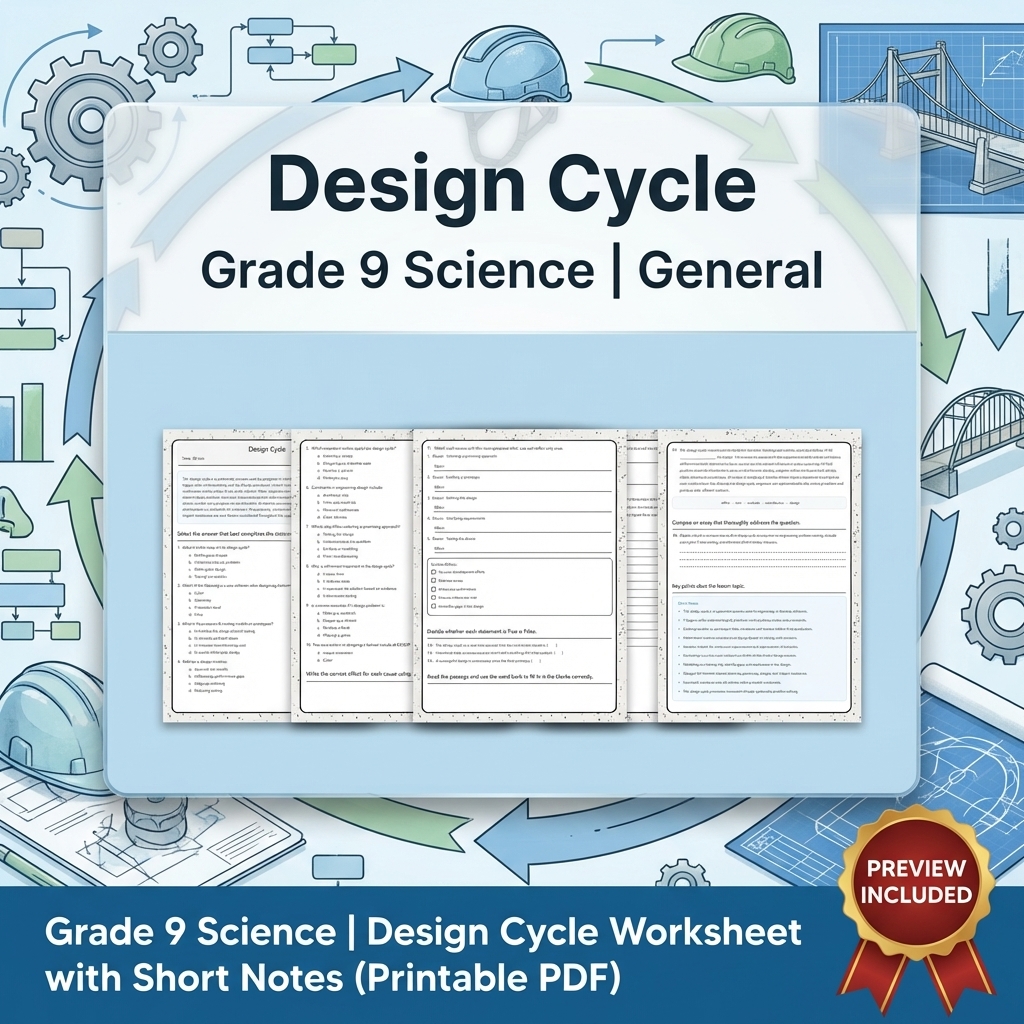 Grade 9 Engineering Design Science Lesson Bundle: General Framework — included worksheet 4