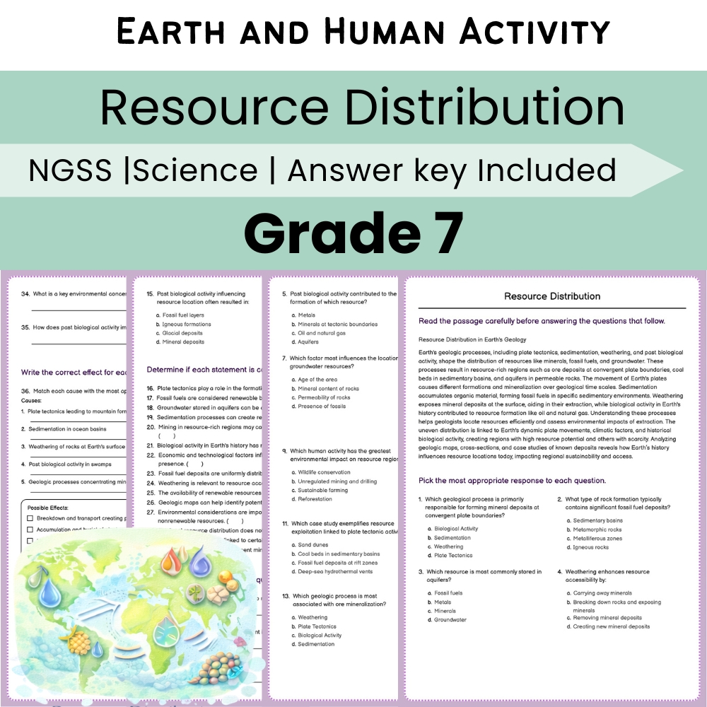 Grade 7 Science Lesson Bundle | Earth and Human Activity NGSS — included worksheet 3