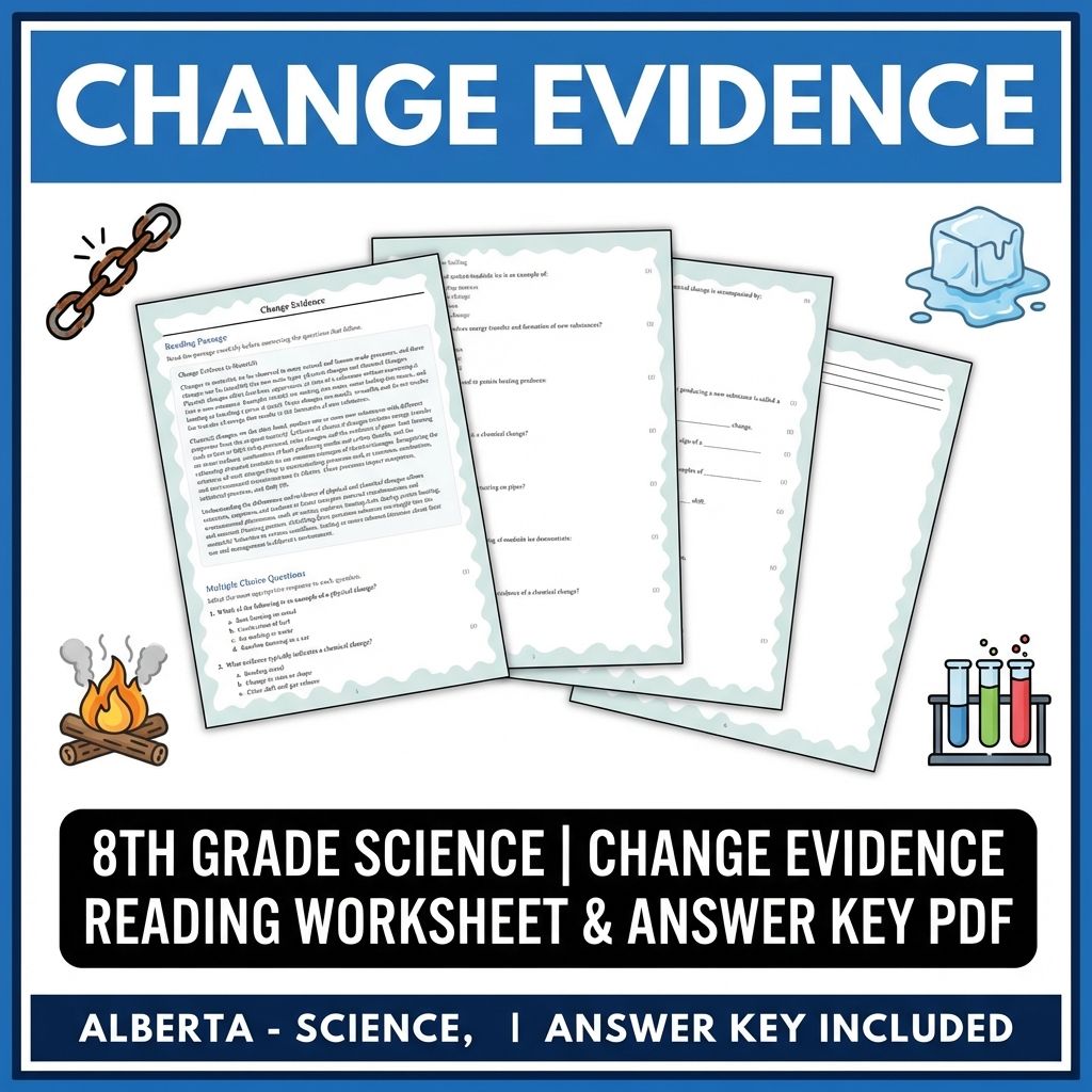 8th Grade Science | Change Evidence Reading Worksheet & Answer Key PDF