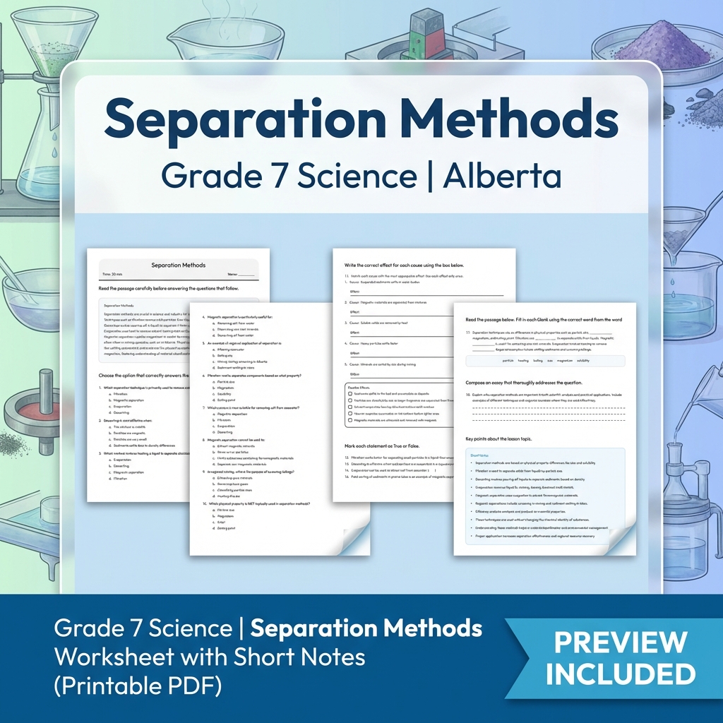 Grade 7 Science | Matter & Chemical Change UNIT Worksheet Bundle  — included worksheet 13