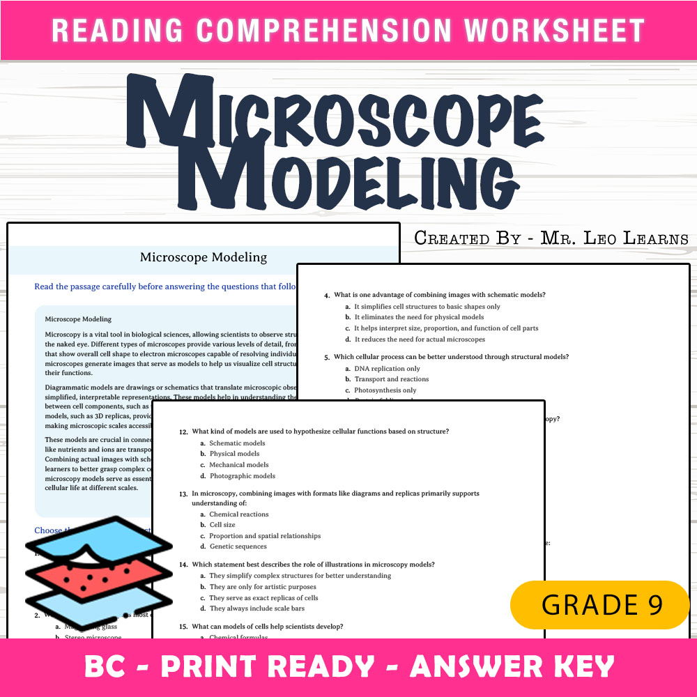 Grade 9 Science worksheet mcq paper worksheet — Grade 9 Science — Microscope Modeling Worksheet for Mastery — page 1