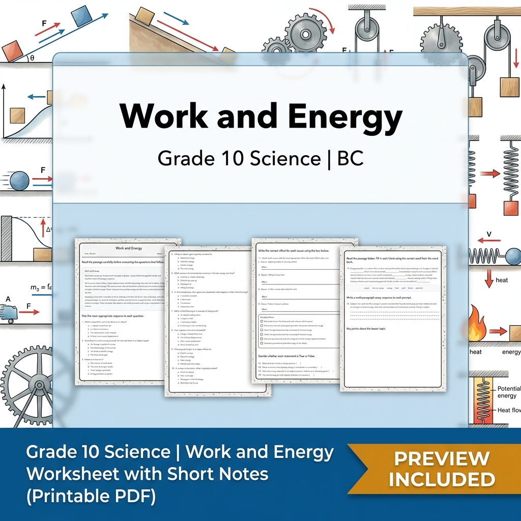 Grade 10 Science Bundle | Physics, Energy & Forces | Full Year Curriculum — included worksheet 42