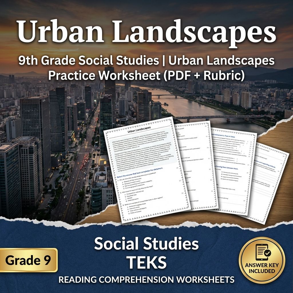 9th Grade Social Studies | Urban Landscapes Practice Worksheet (PDF + Rubric)