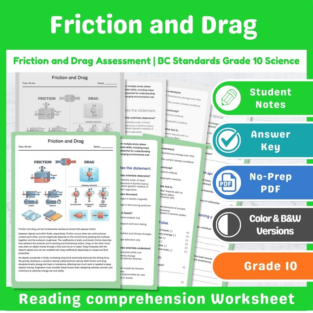 Grade 10 Science Assessment Mini Bundle – Forces, Motion & Energy Standards — included worksheet 12