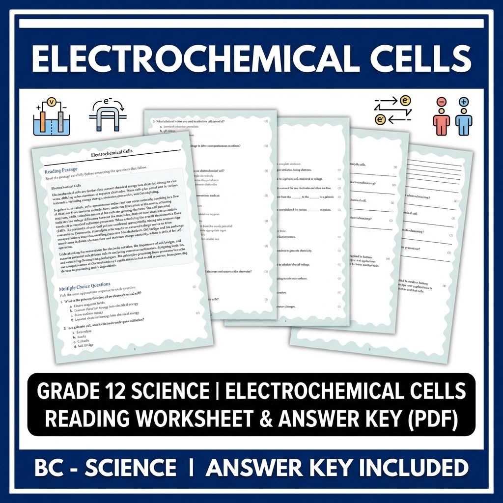 Grade 12 Science | Electrochemical Cells Reading Worksheet & Answer Key (PDF)