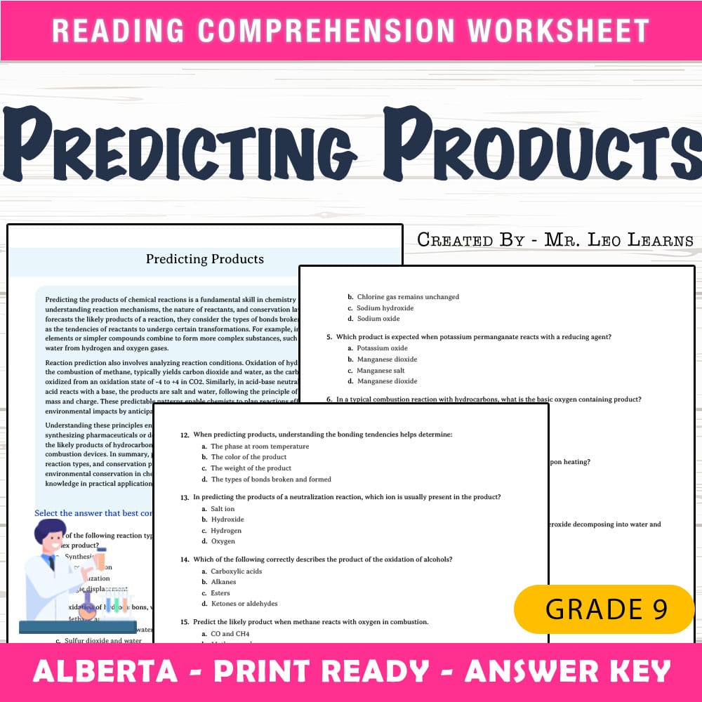 Grade 9 Science worksheet mcq paper worksheet — Grade 9 Science — Worksheet MCQ Paper for Mastering Predicting Products —…
