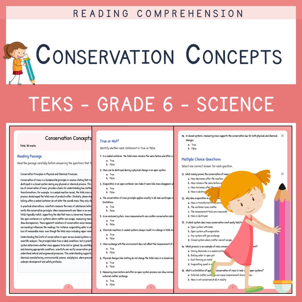 Grade 6 Science worksheet elena worksheet — Grade 6 Science | Conservation Concepts Worksheet | TEKS Alligned — page 1