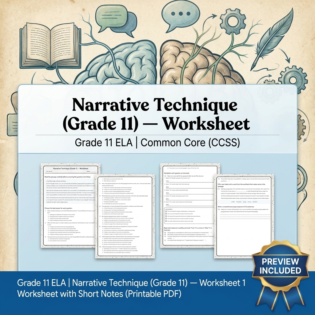 Grade 11 ELA Text Analysis and Writing Full-Year Bundle: Common Core (CCSS) — included worksheet 29