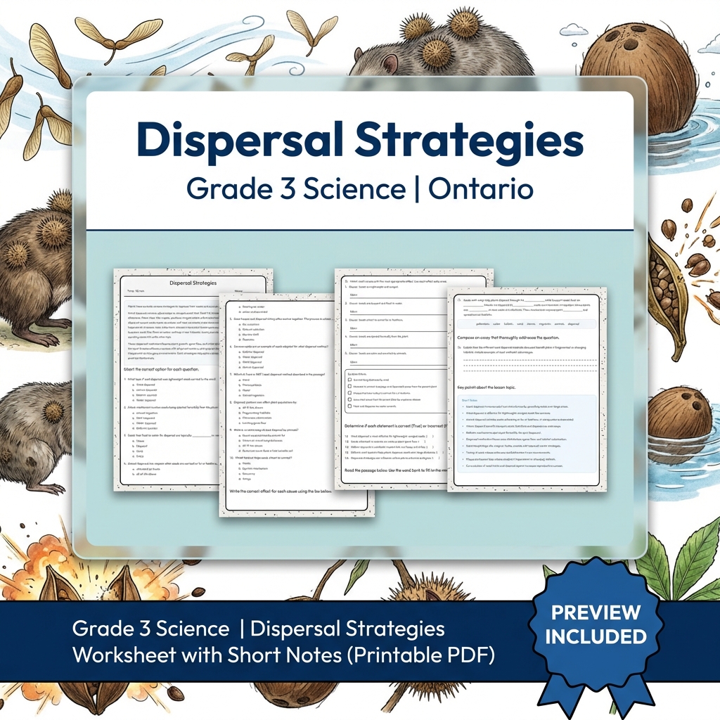 Grade 3 Science Lesson Group | Ontario STEM Worksheets Bundle Transport & Plants — included worksheet 6