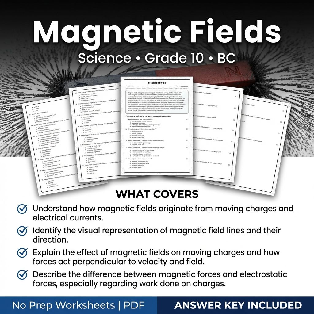 Grade 10 Science | Magnetic Fields Worksheet & Answer Key – Printable PDF