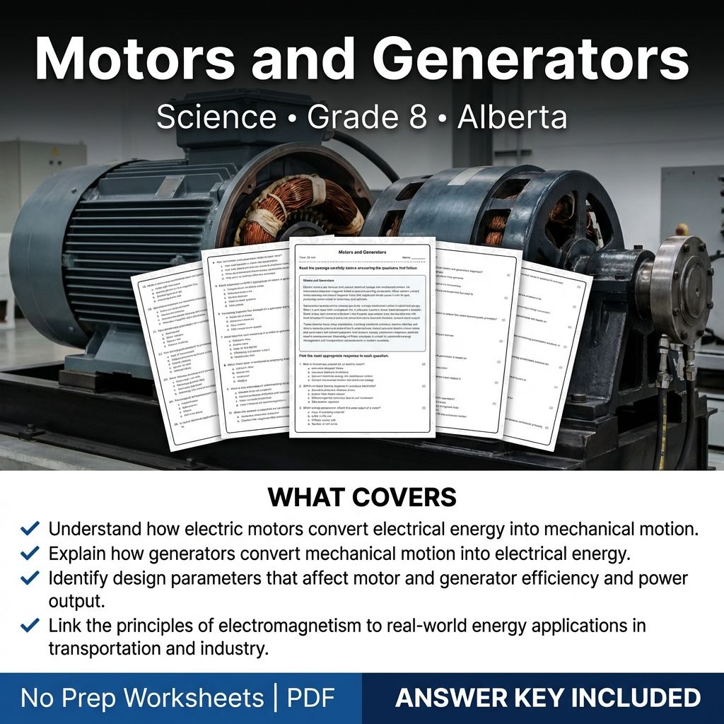 Motors and Generators Worksheet | Science | Alberta Grade 8