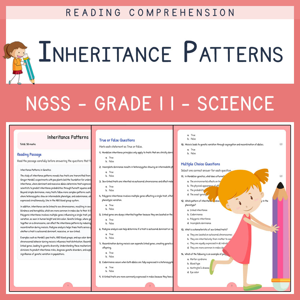 Grade 11 Science worksheet worksheet — Grade 11 Science | Inheritance Patterns Worksheet & Answer Key (PDF) — page 1