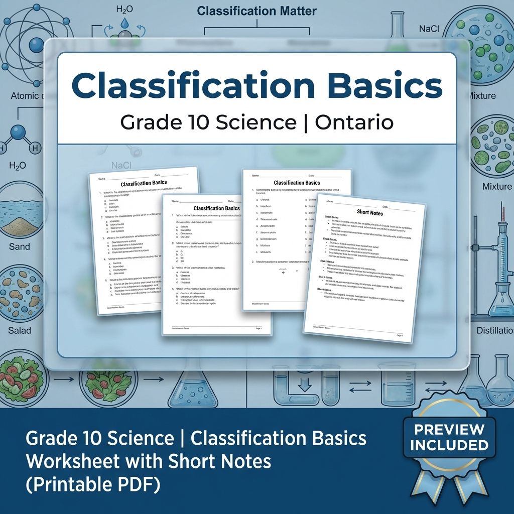 Grade 10 Science Lesson Group Bundle with Ontario Framework — included worksheet 6