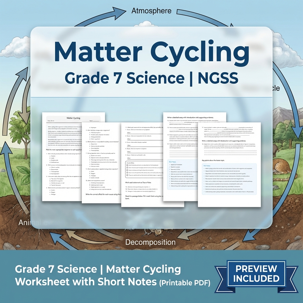 Grade 7 Science NGSS Unit Bundle Molecules to Organisms: Structures & Processes — included worksheet 4