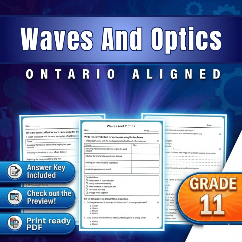 Grade 11 Science | Waves and Optics Worksheet (Ontario, Science 1) (PDF)