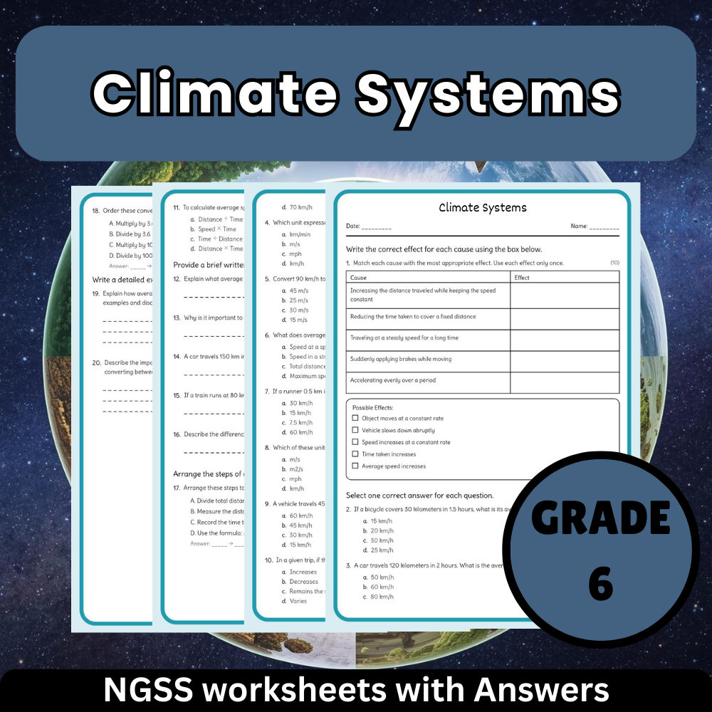 Grade 6 Science Unit Bundle - Weather, Water Cycle & Climate Systems - NGSS  — included worksheet 5
