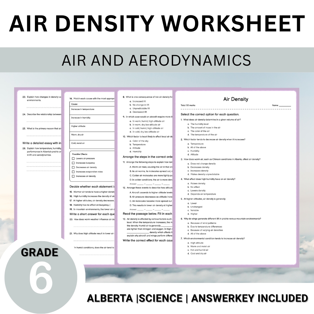 Grade 6 Science Unit Bundle | Flight, Air Pressure & Aerodynamics Worksheets — included worksheet 13