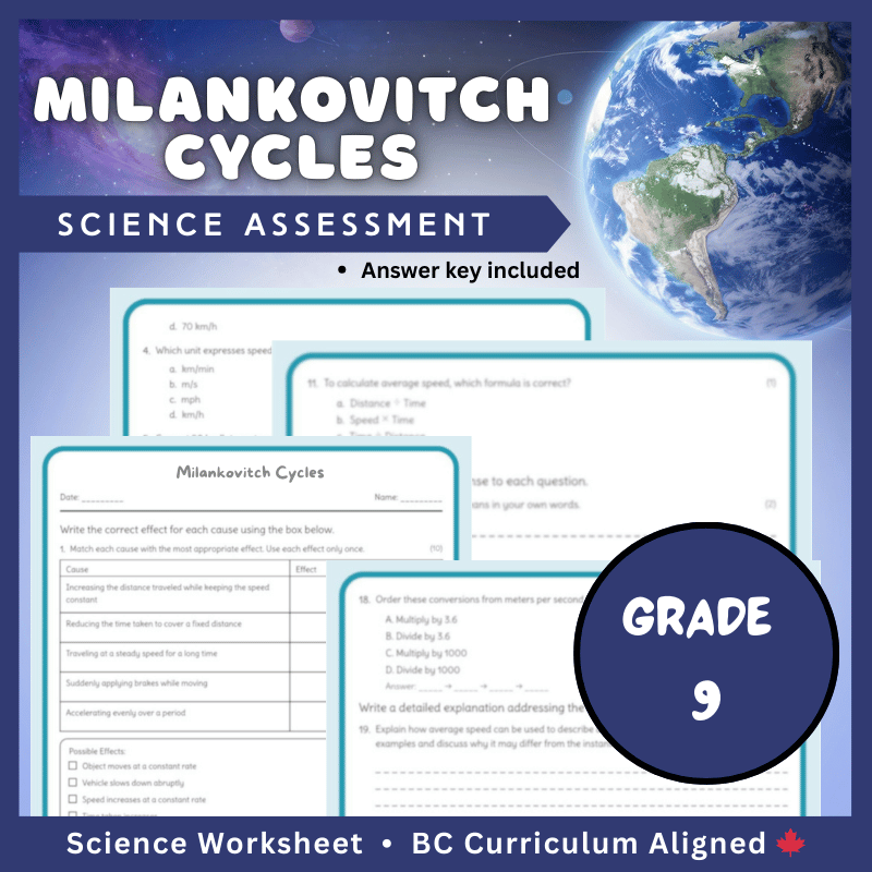 Grade 9 Science | Milankovitch Cycles Worksheet (Answer Key) – Climate & Orbit
