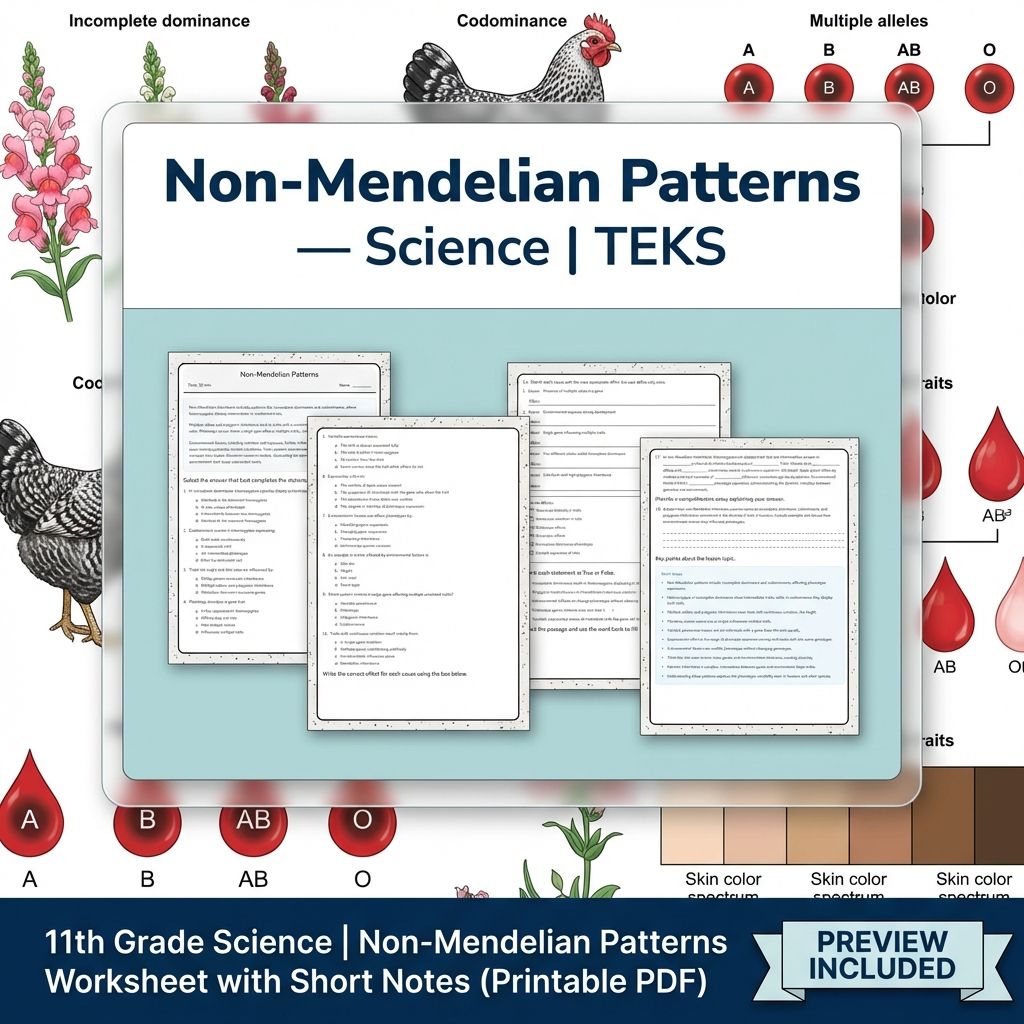 Grade 11 Science Worksheet Bundle | Genetics, Evolution & Human Body (PDF) — included worksheet 43