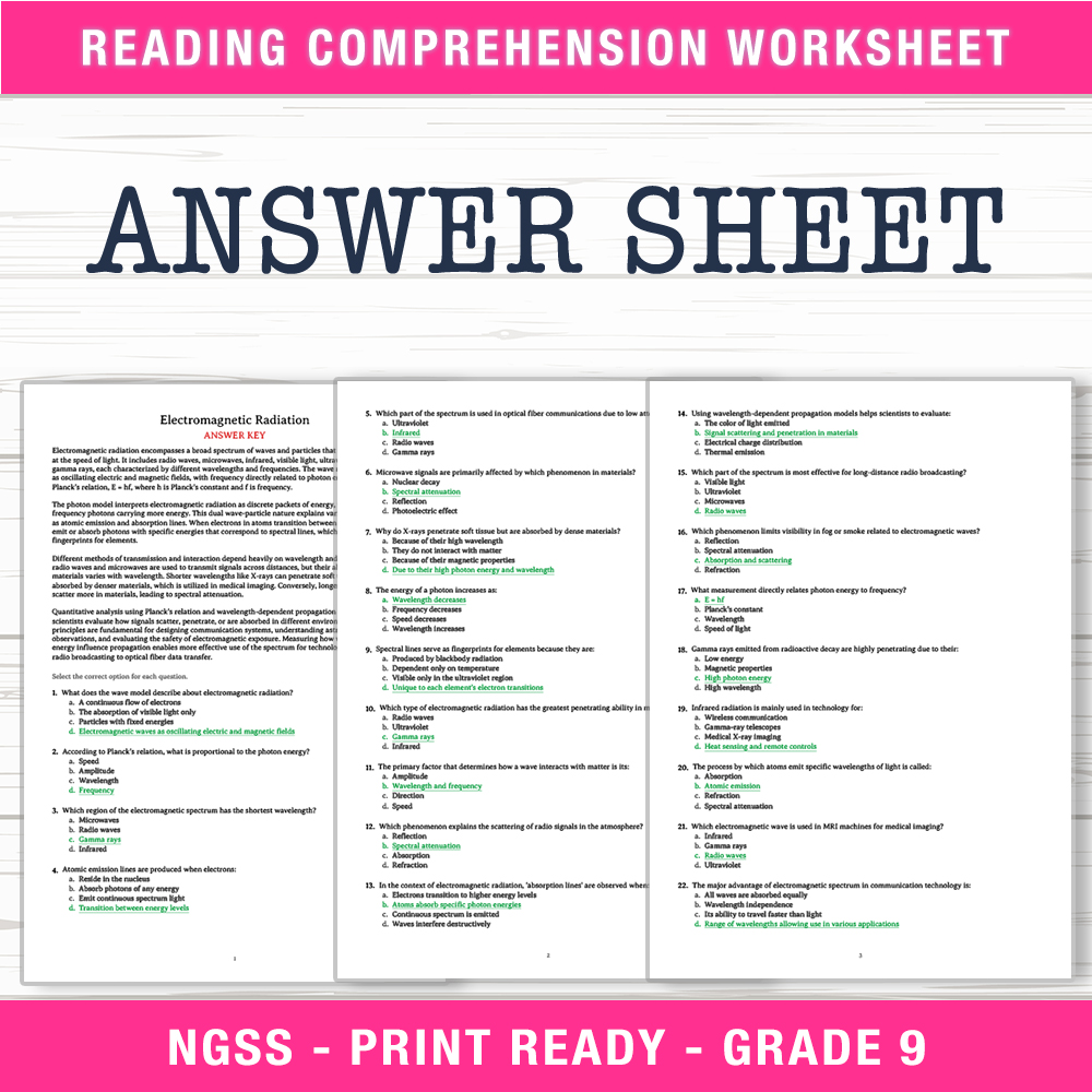 Grade 9 Science worksheet worksheet — Grade 9 Science | Electromagnetic Radiation Worksheet (PDF + Answer Key) — page 2