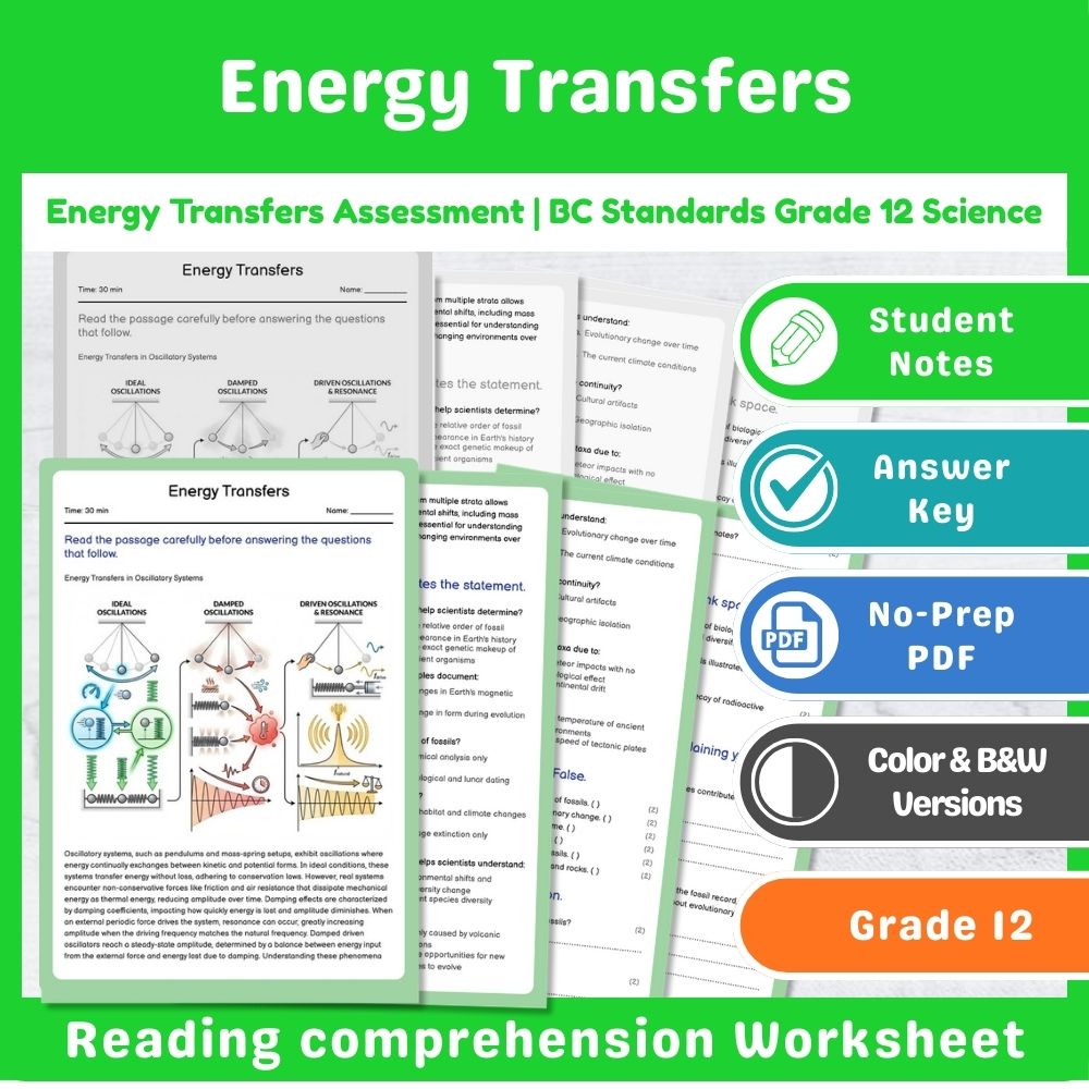 Grade 12 Science Wave & Quantum Assessment Mini Bundle – BC Standards — included worksheet 11