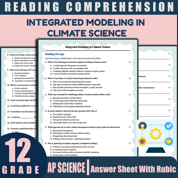 Grade 12 Science reading worksheets worksheet — Grade 12 Science | Integrated Modeling in Climate Science Reading Workshee…