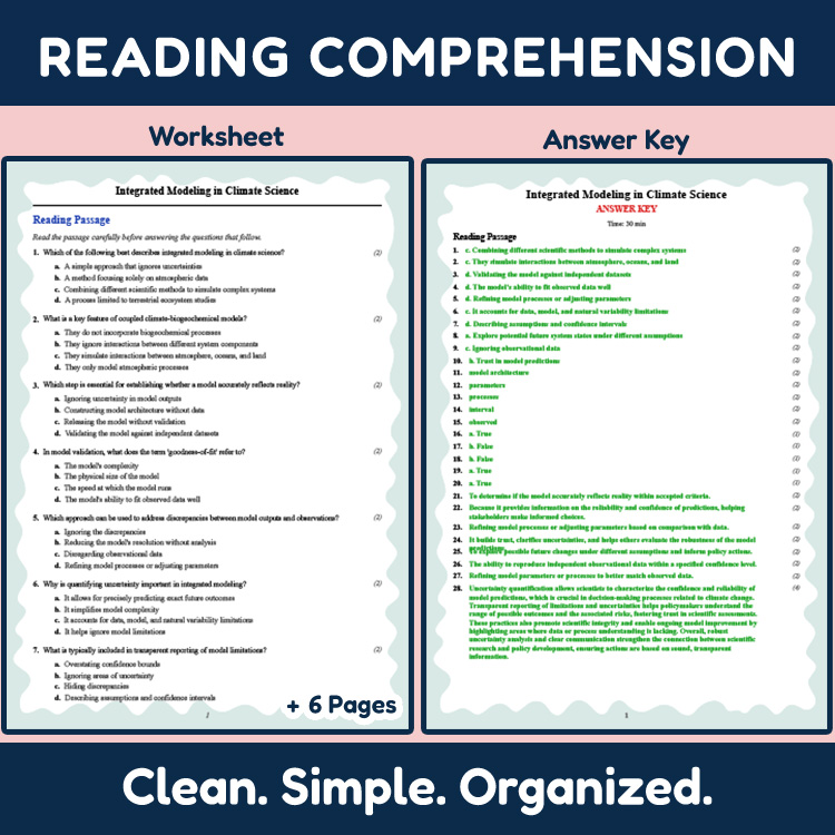 Grade 12 Science reading worksheets worksheet — Grade 12 Science | Integrated Modeling in Climate Science Reading Workshee…