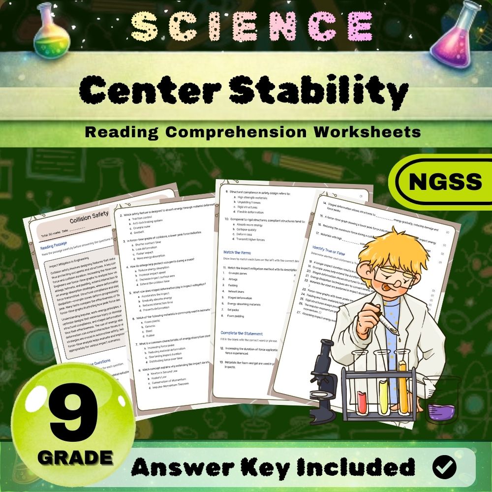 Grade 9 Science | Motion and Stability Forces & Interactions NGSS Unit Bundle  — included worksheet 6