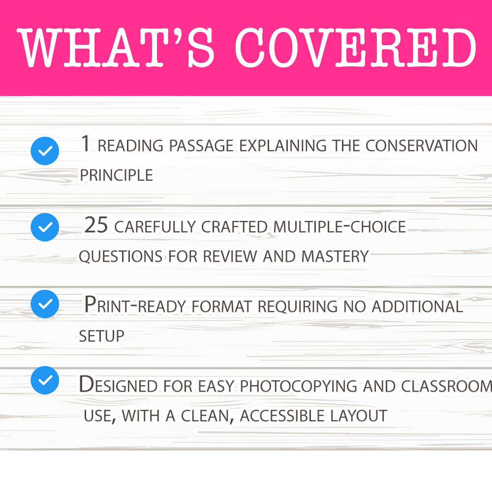 Grade 8 Science worksheet mcq paper worksheet — Grade 8 Science — Worksheet MCQ Paper for Mastering Conservation Principle…