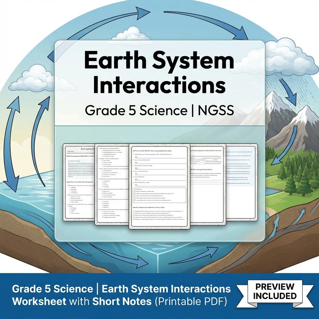 Grade 5 Science | Earth System Interactions Worksheet with Short Notes (PDF)