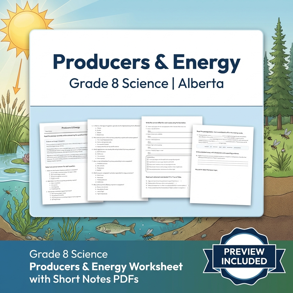 Grade 8 Science | Interactions & Ecosystems UNIT Worksheet Bundle  — included worksheet 12