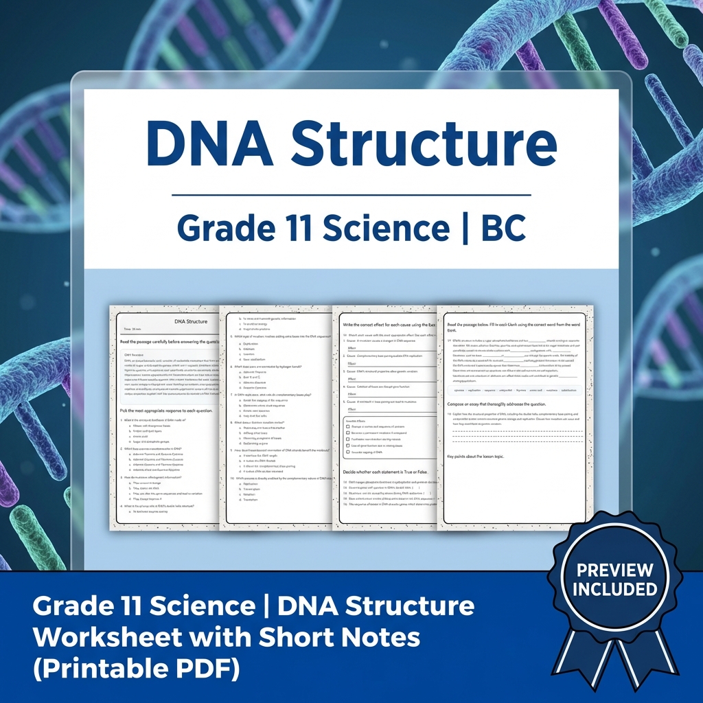 Grade 11 Science Full Year Bundle | Atomic Theory, Biology, Motion & Energy Worksheets — included worksheet 45