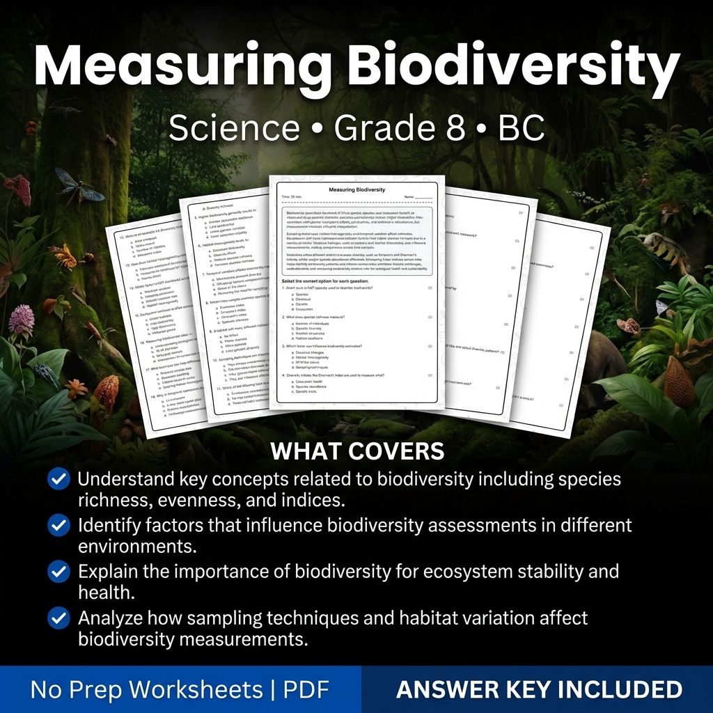Grade 8 Science Worksheet | Measuring Biodiversity –  PDF & Answer Key