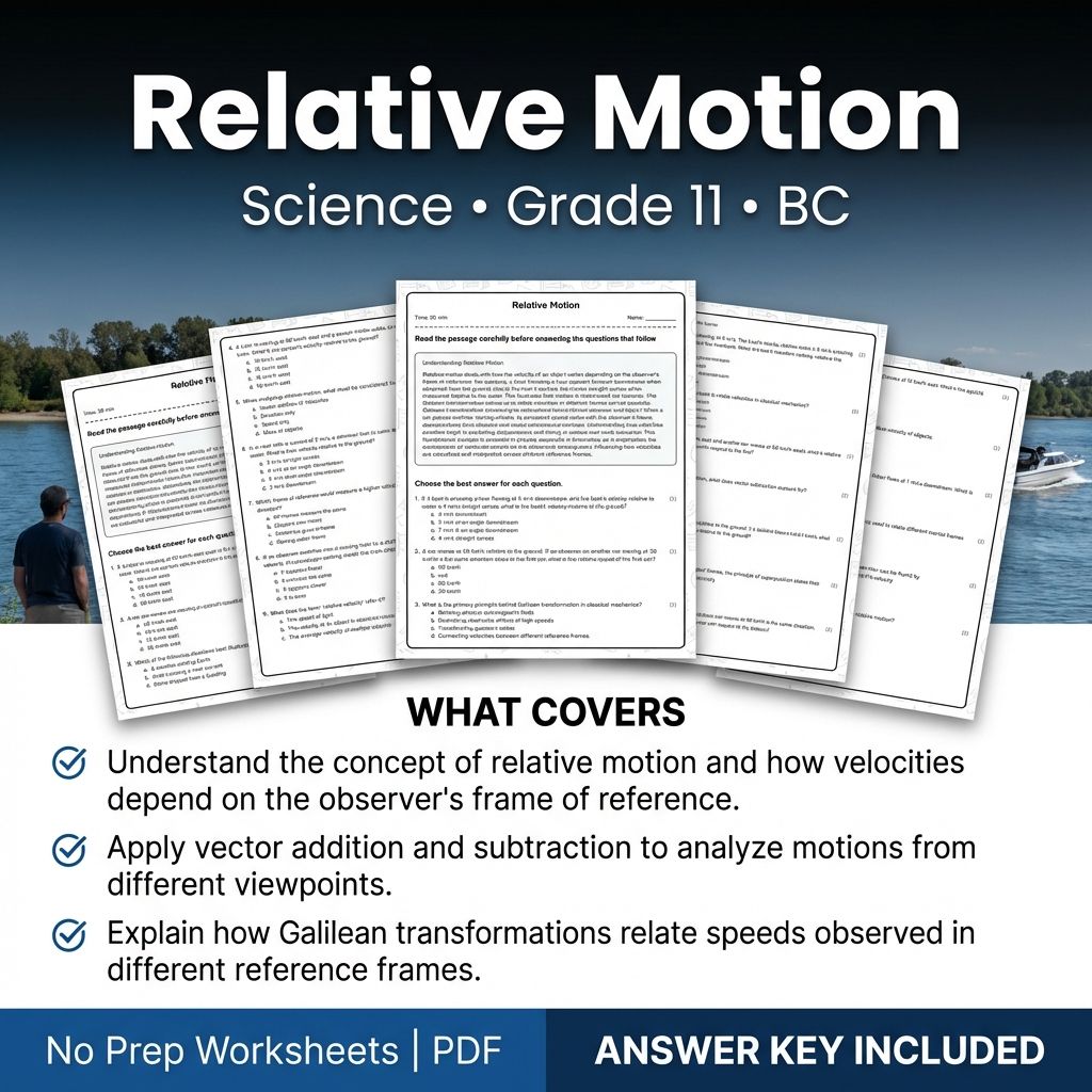 Relative Motion Worksheet for Grade 11 Science BC Standards | Classroom Practice
