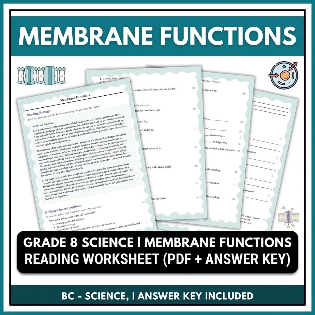Grade 8 Science | Membrane Functions Reading Worksheet (PDF + Answer Key)