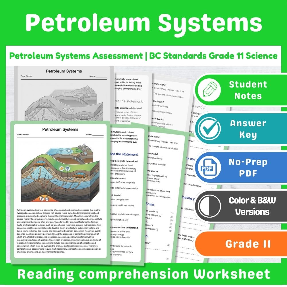 Grade 11 Science Assessment | Plate Tectonics BC Standards Mini Bundle — included worksheet 11