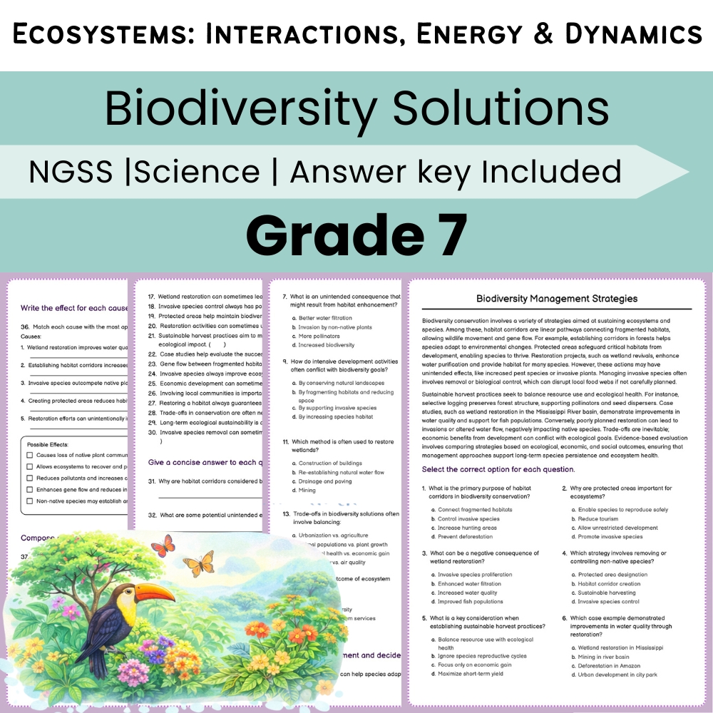 Grade 7 Science Ecosystems Lesson Bundle | NGSS Interactions & Energy — included worksheet 4