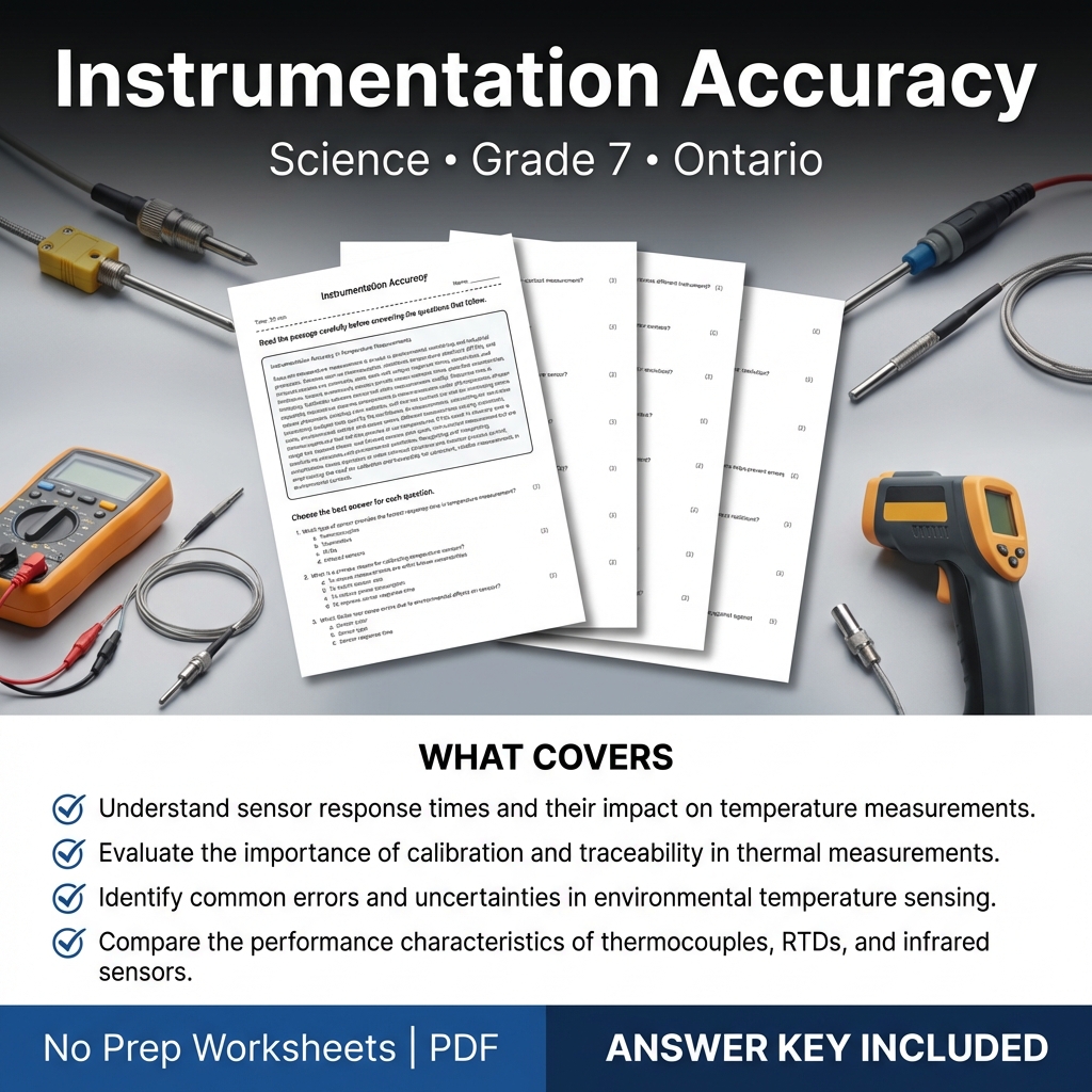 Instrumentation Accuracy Worksheet | Grade 7 Science | Ontario Standards