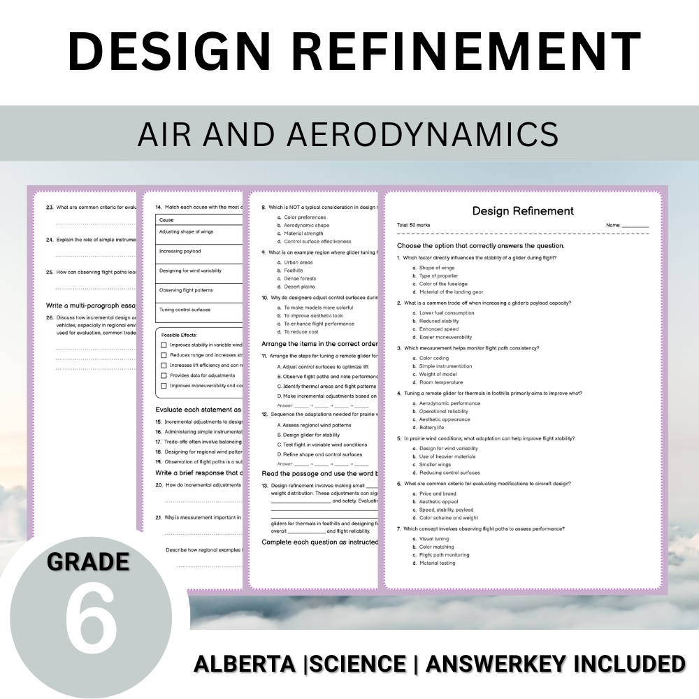 Grade 6 Science Unit Bundle | Flight, Air Pressure & Aerodynamics Worksheets — included worksheet 14