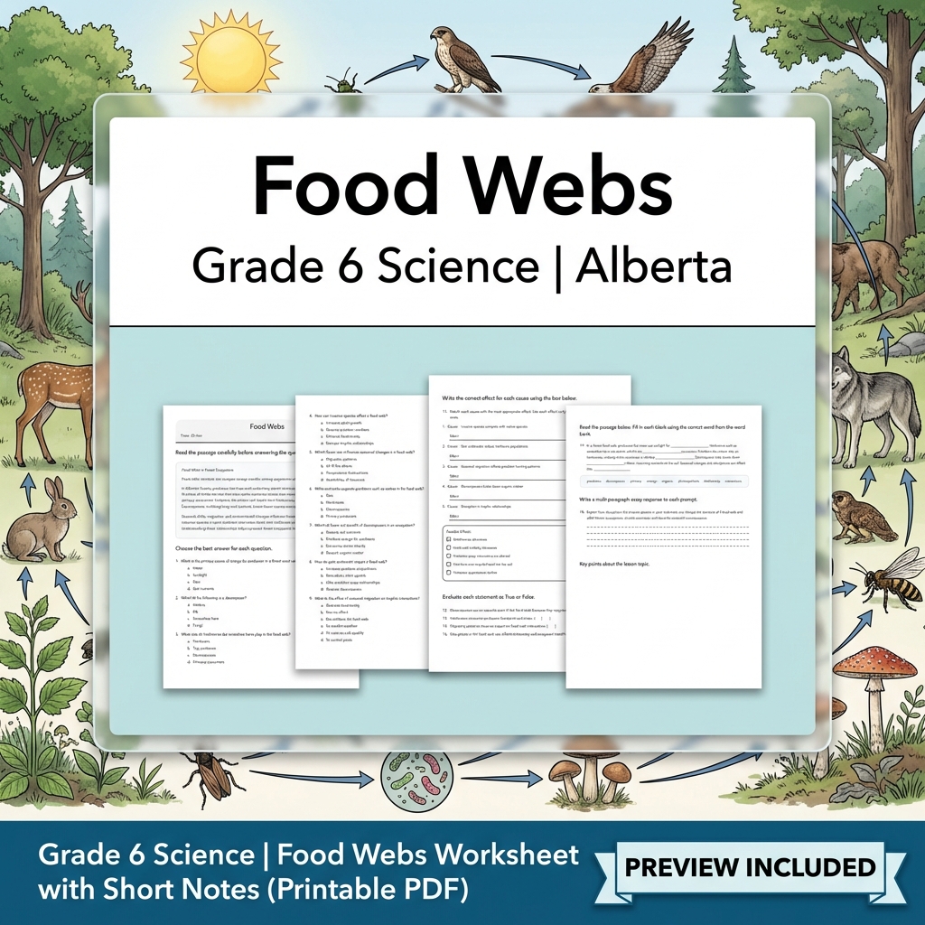 Grade 6 Science Alberta | 60-Worksheet Comprehensive Science Bundle  — included worksheet 48