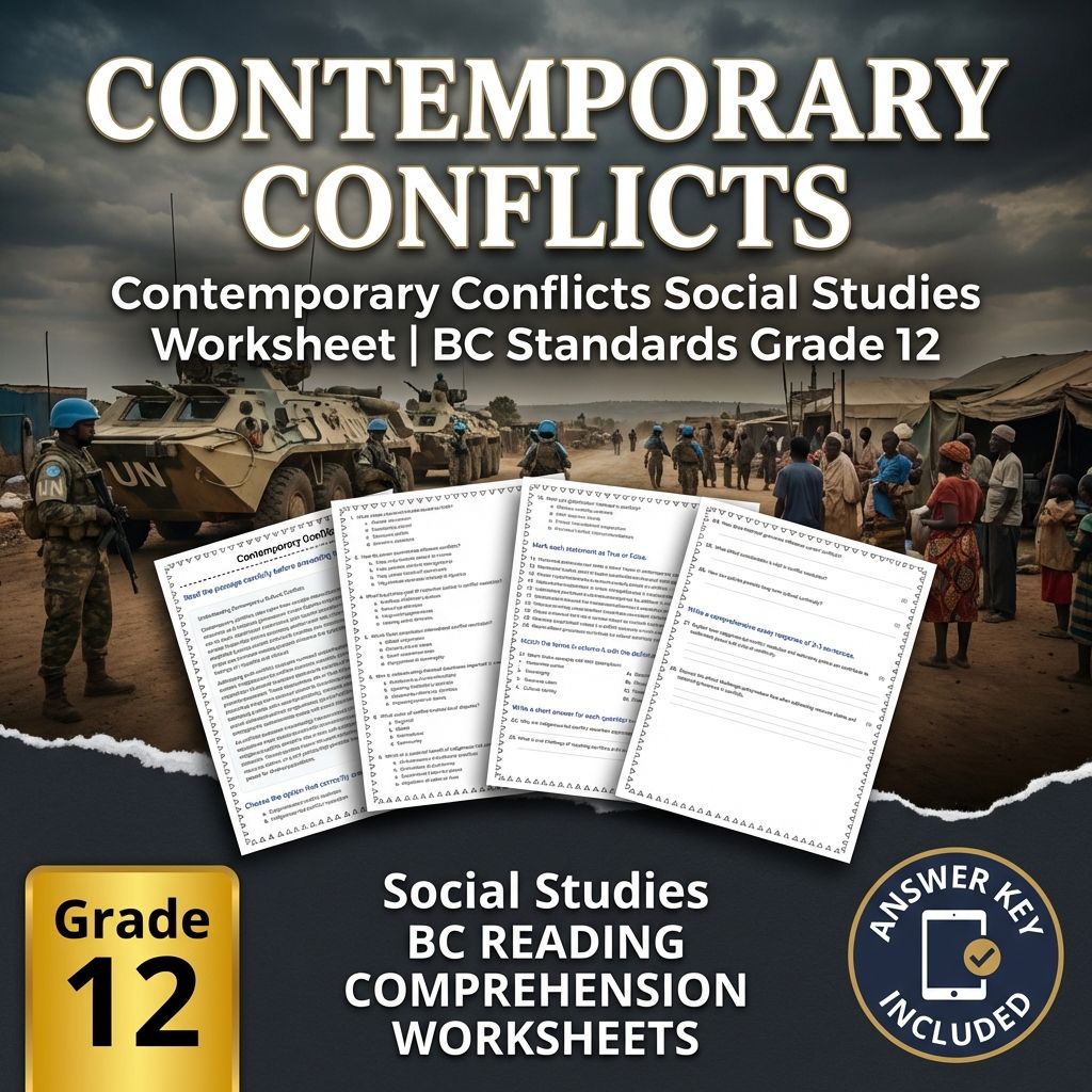 Contemporary Conflicts Social Studies Worksheet | BC Standards Grade 12