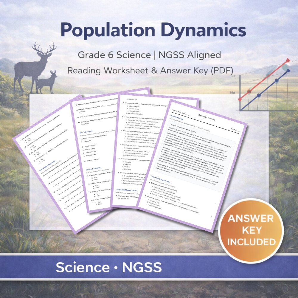 Grade 6 Science | Ecosystems, Evolution & Biodiversity | NGSS Worksheet Bundle — included worksheet 5