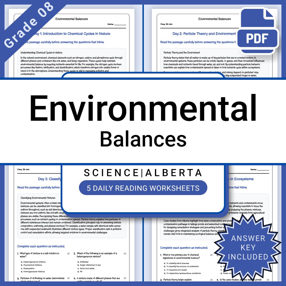 Grade 8 Science Lesson Group Bundle | Alberta Framework — included worksheet 9