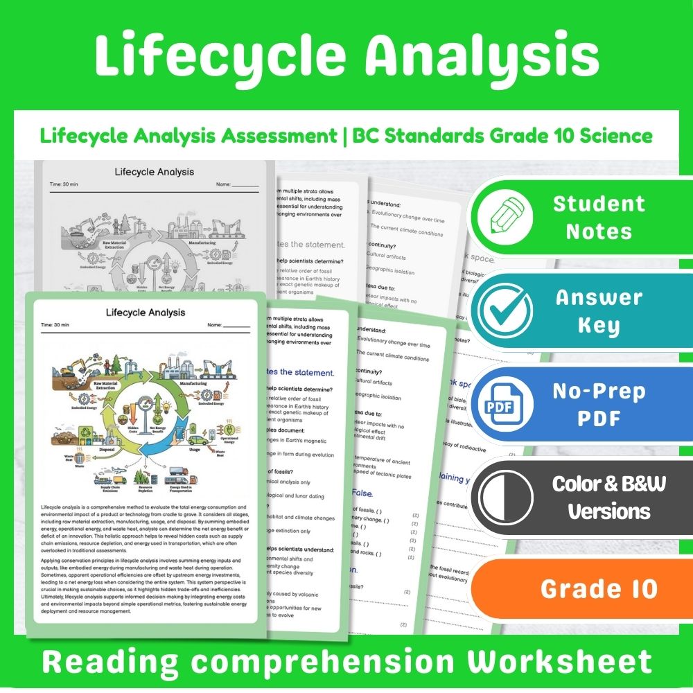 Grade 10 Science | Energy Assessment - BC Standards-Aligned Mini Bundle — included worksheet 14